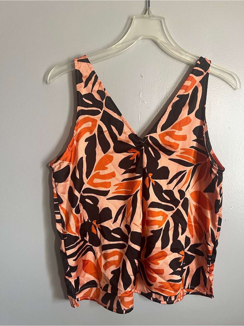 Old Navy Tank Top with Orange & Black Leaf Print